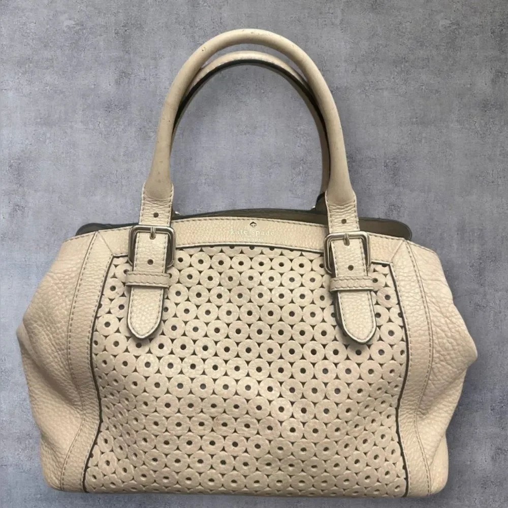 Kate Spade Beige Perforated Satchel